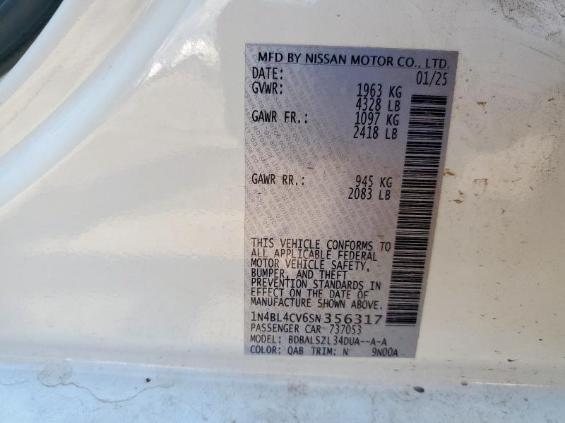 2025 NISSAN ALTIMA SR 1N4BL4CV6SN356317