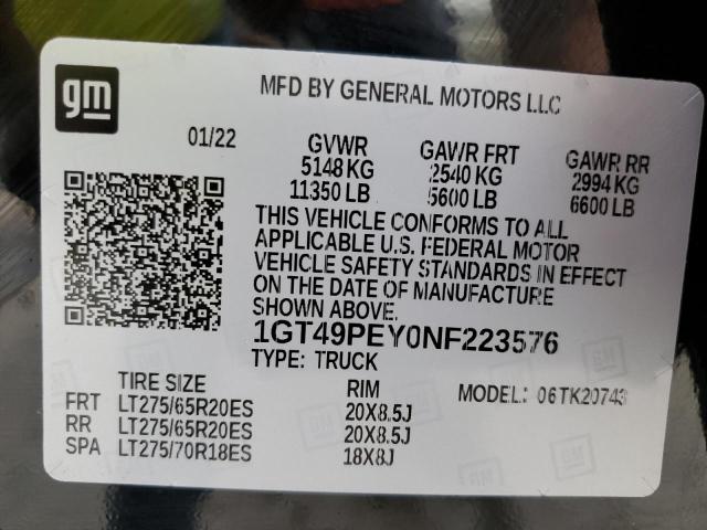 2022 GMC SIERRA K2500 AT4 1GT49PEY0NF223576
