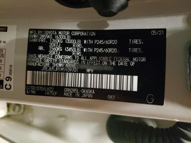2021 TOYOTA 4RUNNER NI JTEJU5JR1M5939701