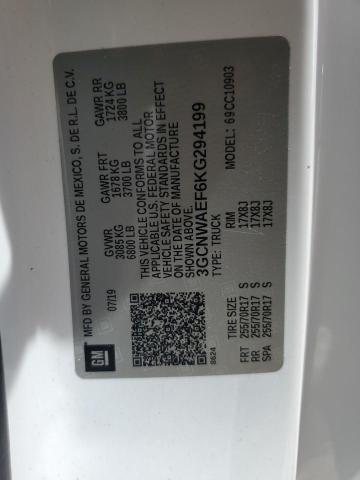 2019 CHEVROLET SILVERADO 3GCNWAEF6KG294199