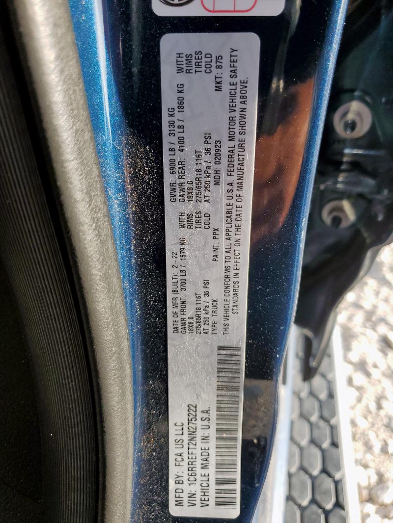 2022 RAM 1500 BIG H 1C6RREFT2NN275222