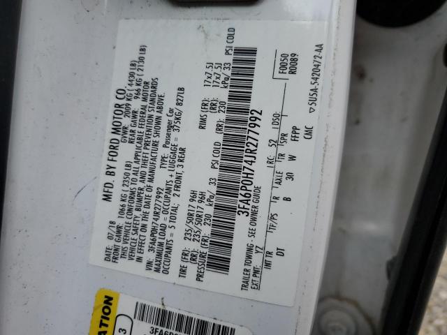 2018 FORD FUSION SE 3FA6P0H74JR277992