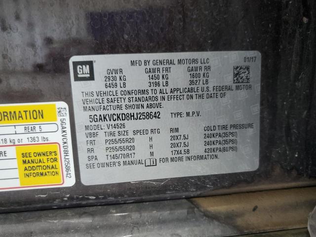 2017 BUICK ENCLAVE 5GAKVCKD8HJ258642