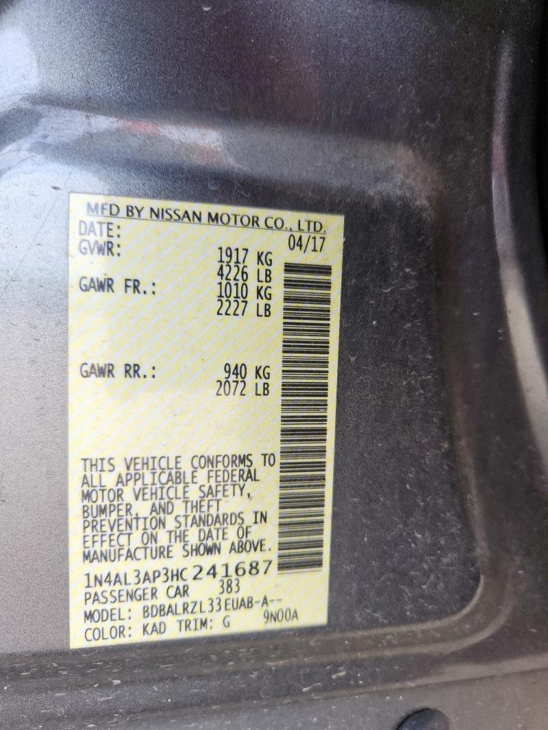 2017 NISSAN ALTIMA 2.5 1N4AL3AP3HC241687