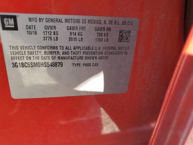 2017 CHEVROLET CRUZE LS 3G1BC5SM0HS548879