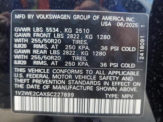 2025 VOLKSWAGEN ATLAS CROSS SPORT SE 1V2WE2CAXSC227899