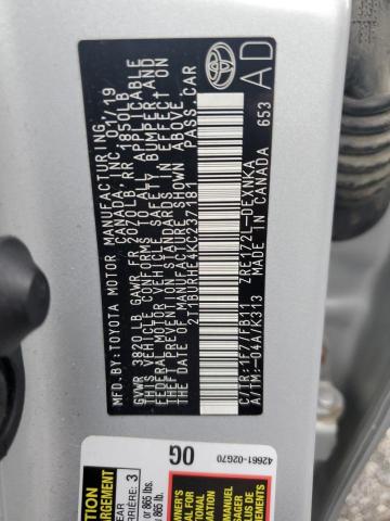 2019 TOYOTA COROLLA L 2T1BURHE4KC237181