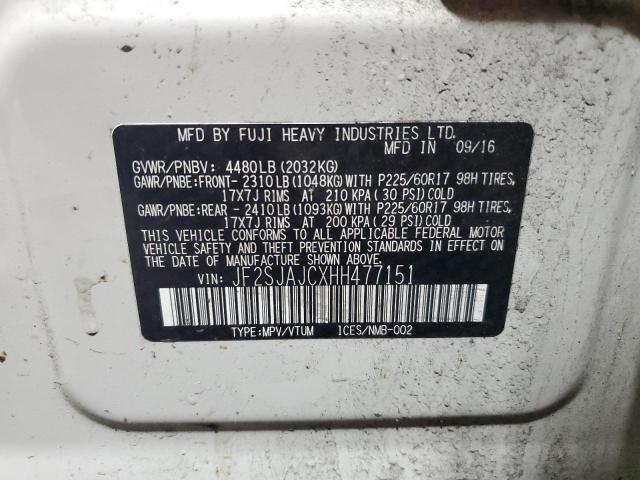 2017 SUBARU FORESTER 2 JF2SJAJCXHH477151