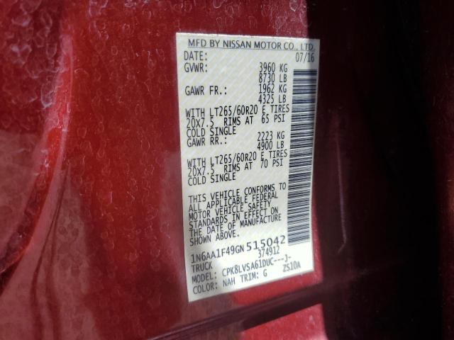 2016 NISSAN TITAN XD SL 1N6AA1F49GN515042