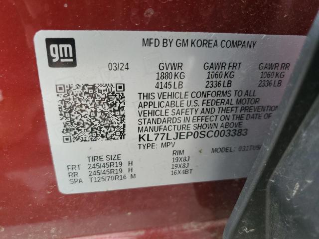 2025 CHEVROLET TRAX 2RS KL77LJEP0SC003383