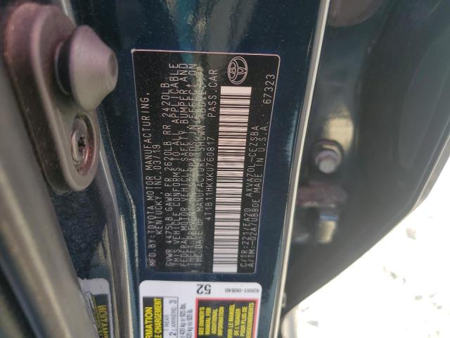 2019 TOYOTA CAMRY SE A 4T1B11HKXKU760817