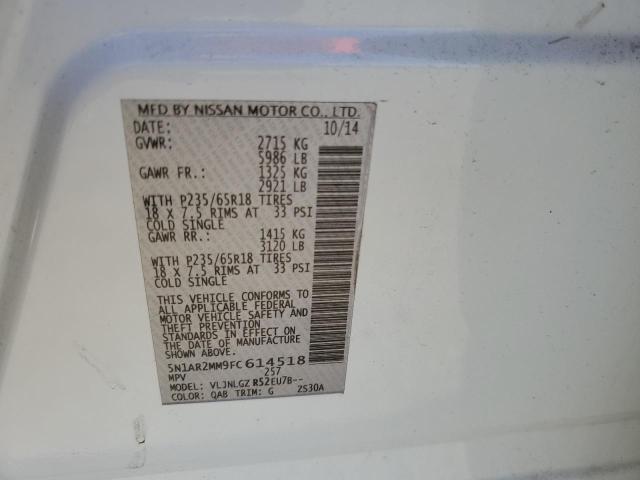 2015 NISSAN PATHFINDER 5N1AR2MM9FC614518