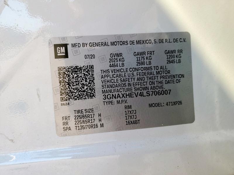 2020 CHEVROLET EQUINOX LS 3GNAXHEV4LS706007