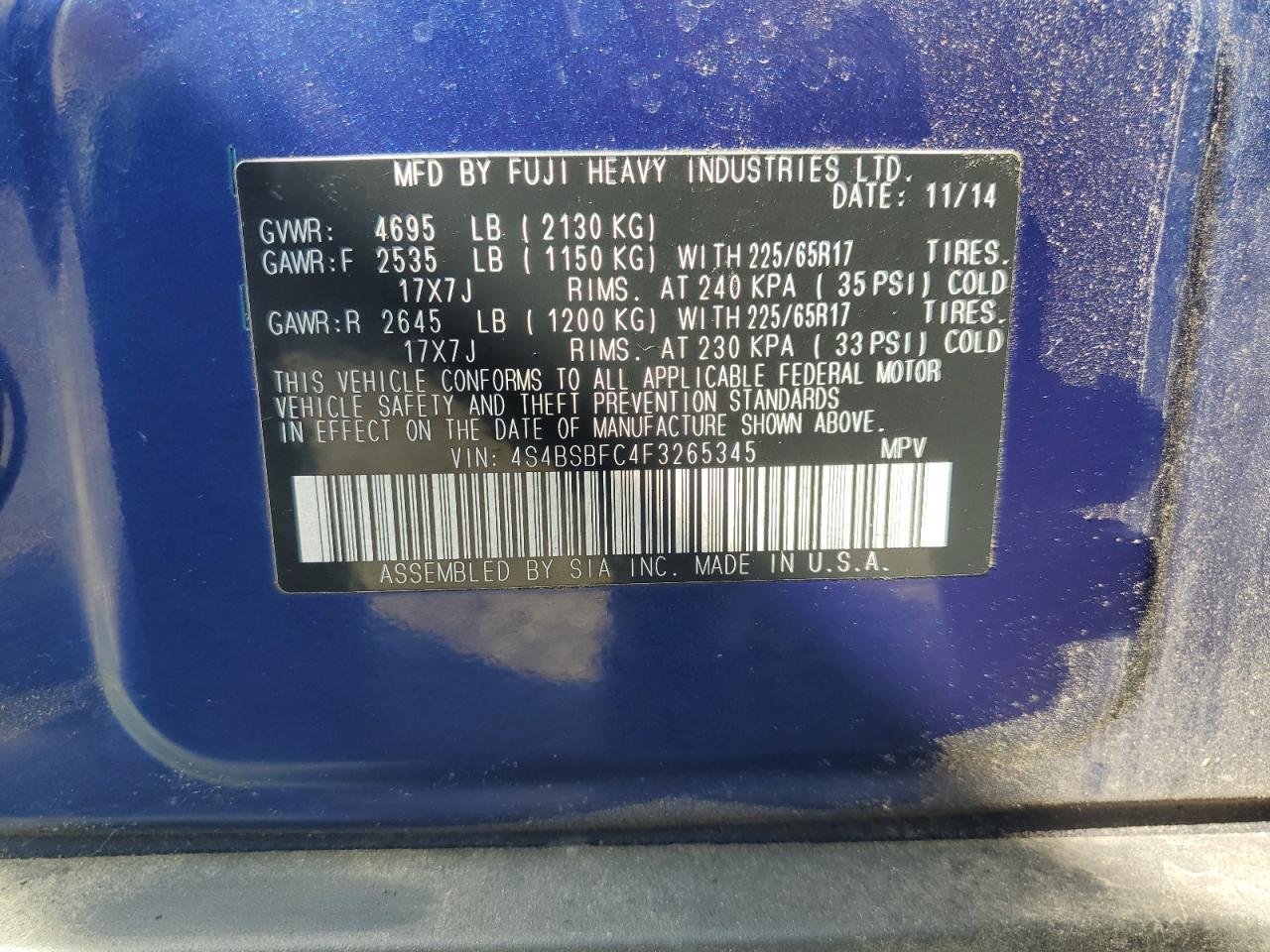 SUBARU OUTBACK 2.5I PREMIUM