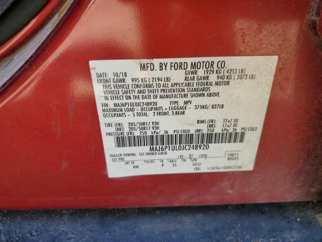 2018 FORD ECOSPORT SE MAJ6P1UL0JC248920