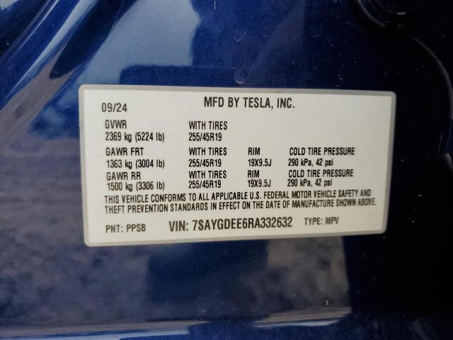 2024 TESLA MODEL Y 7SAYGDEE6RA332632