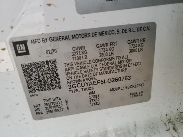 2020 CHEVROLET SILVERADO 3GCUYAEF5LG260763