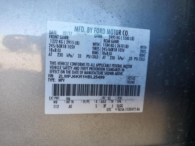 2017 LINCOLN MKX SELECT 2LMPJ6KR1HBL25499