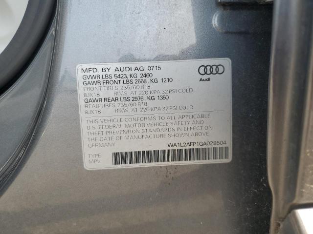 2016 AUDI Q5 PREMIUM PLUS WA1L2AFP1GA028504