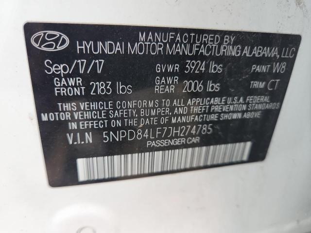 2018 HYUNDAI ELANTRA SE 5NPD84LF7JH274785