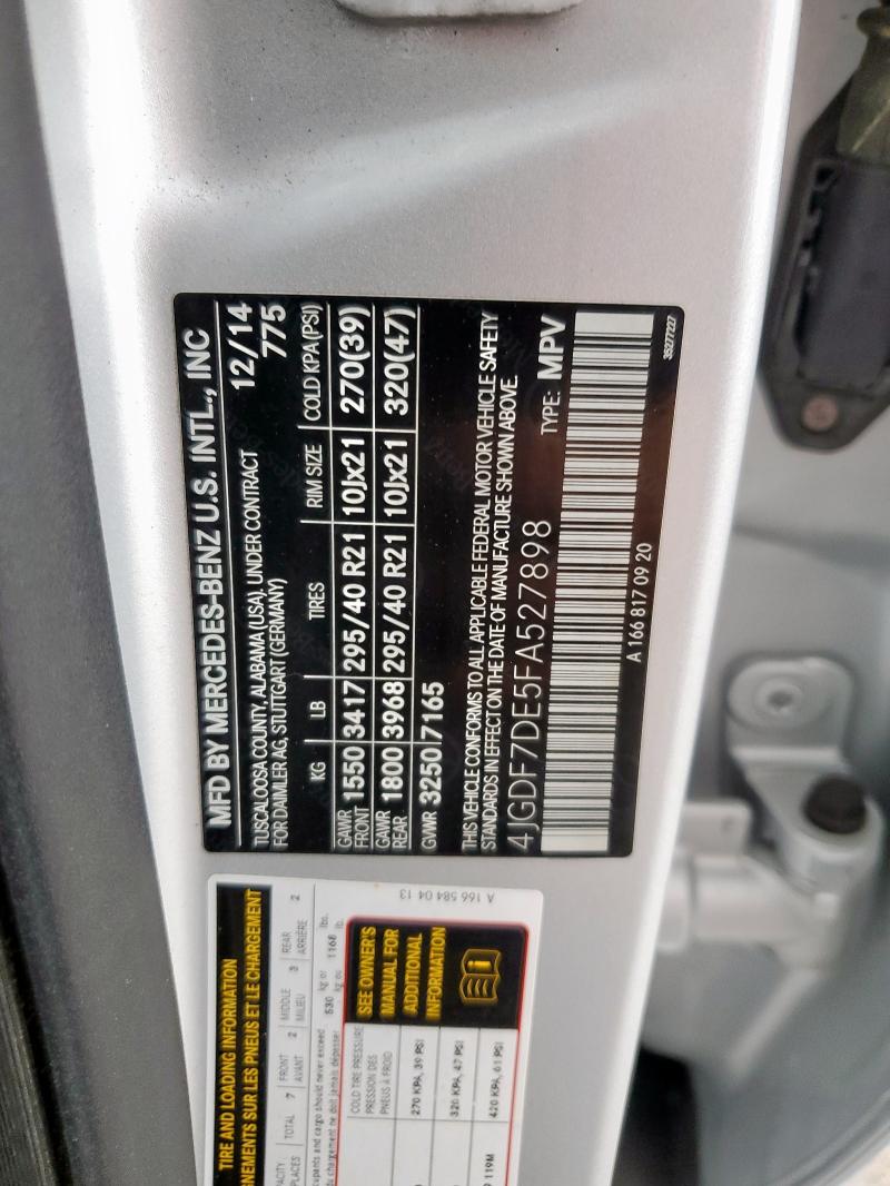 2015 MERCEDES-BENZ GL 550 4MA 4JGDF7DE5FA527898