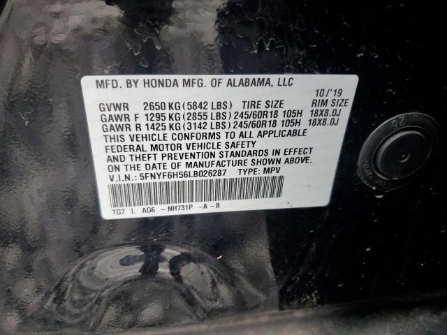 2020 HONDA PILOT EXL 5FNYF6H56LB026287