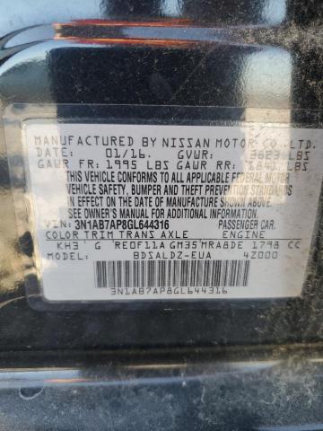 2016 NISSAN SENTRA S 3N1AB7AP8GL644316
