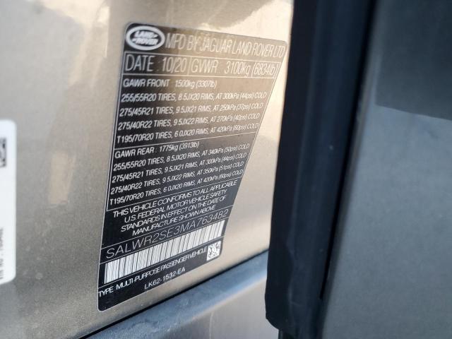 2021 LAND ROVER RANGE ROVE SALWR2SE3MA763482