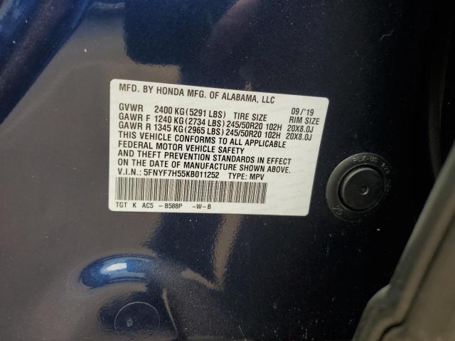 2019 HONDA PASSPORT EXL 5FNYF7H55KB011252