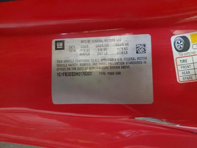 2017 CHEVROLET CAMARO LT - 1G1FB3DS5H0178301