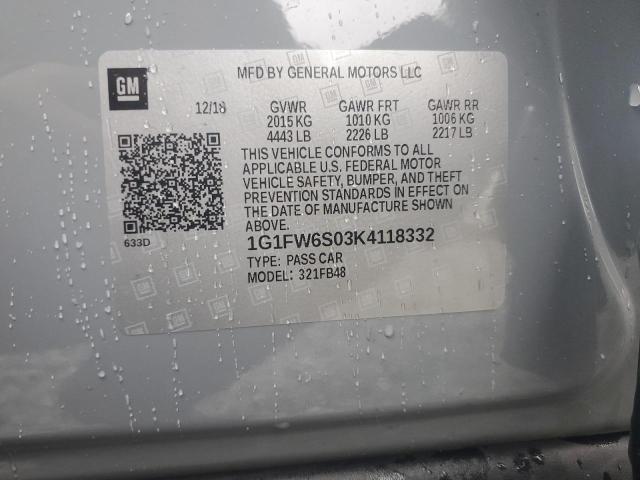 2019 CHEVROLET BOLT EV LT 1G1FW6S03K4118332