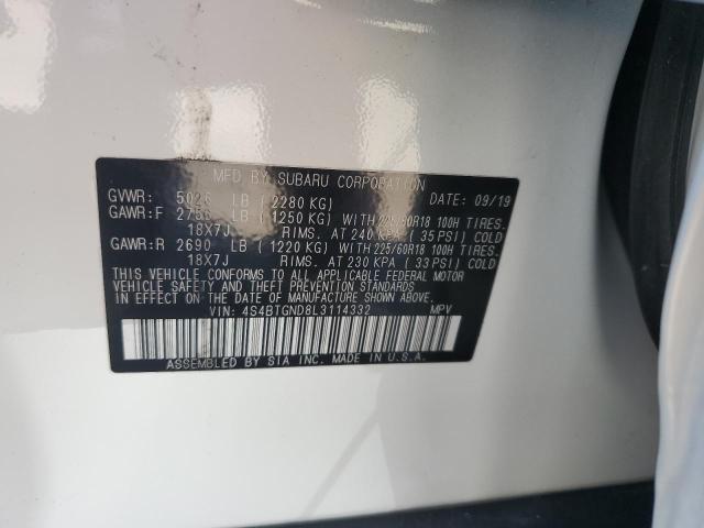 2020 SUBARU OUTBACK LIMITED XT 4S4BTGND8L3114332