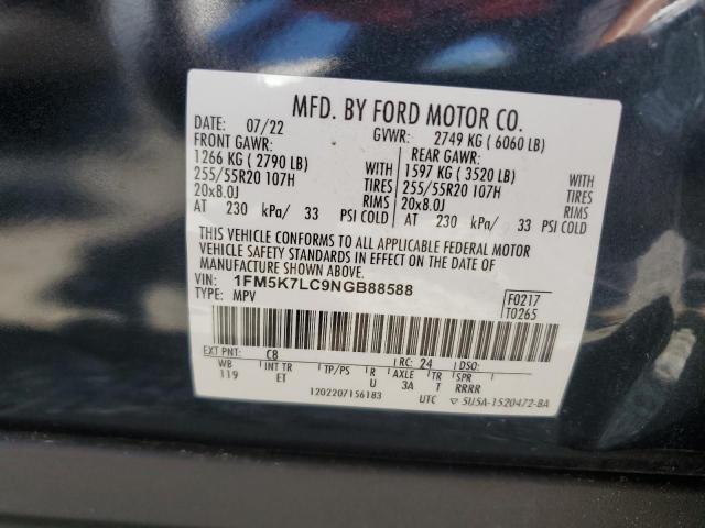 2022 FORD EXPLORER K 1FM5K7LC9NGB88588