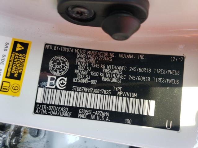 2018 TOYOTA HIGHLANDER 5TDBZRFH2JS817825