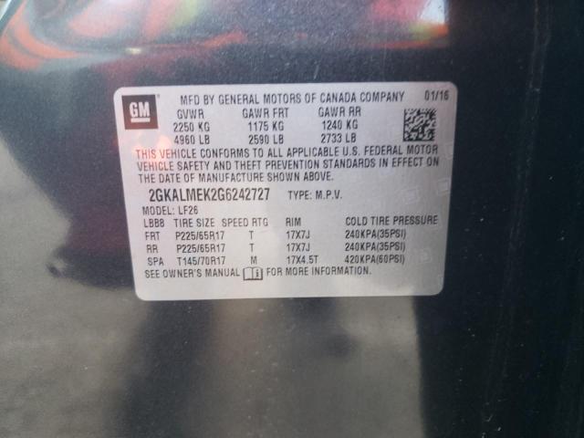 2016 GMC TERRAIN SL 2GKALMEK2G6242727