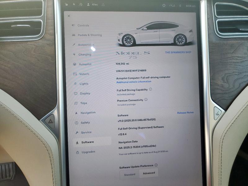2017 TESLA MODEL S 5YJSA1E14HF214869
