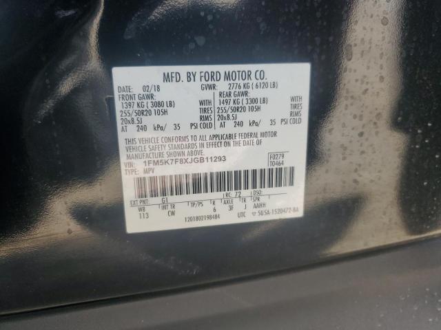 2018 FORD EXPLORER L 1FM5K7F8XJGB11293