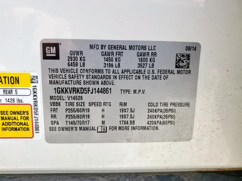 2015 GMC ACADIA SLT-1 1GKKVRKD5FJ144861