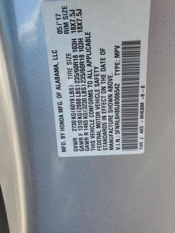 2018 HONDA ODYSSEY TOURING 5FNRL6H80JB006542