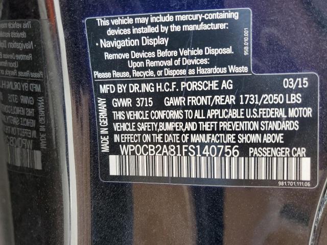 2015 PORSCHE BOXSTER S WP0CB2A81FS140756