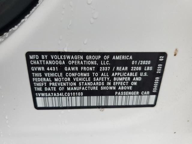 2020 VOLKSWAGEN PASSAT SE 1VWSA7A34LC010103