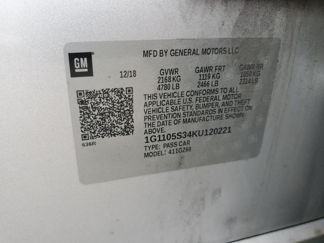 2019 CHEVROLET IMPALA PRE 1G1105S34KU120221