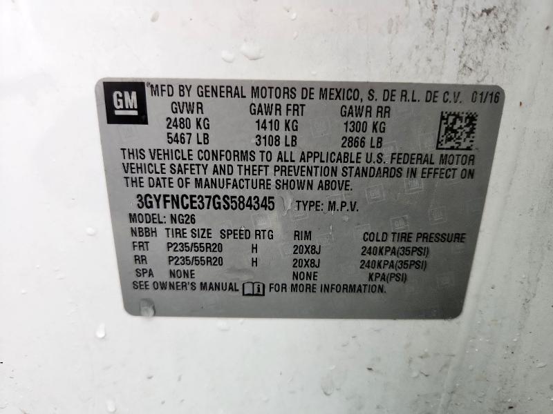 2016 CADILLAC SRX PERFOR 3GYFNCE37GS584345