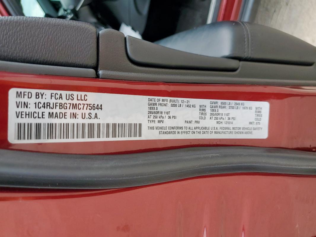 2021 JEEP GRAND CHER 1C4RJFBG7MC775644