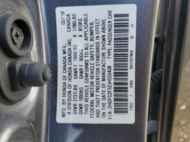 2018 HONDA CIVIC LX 2HGFC2F52JH553408