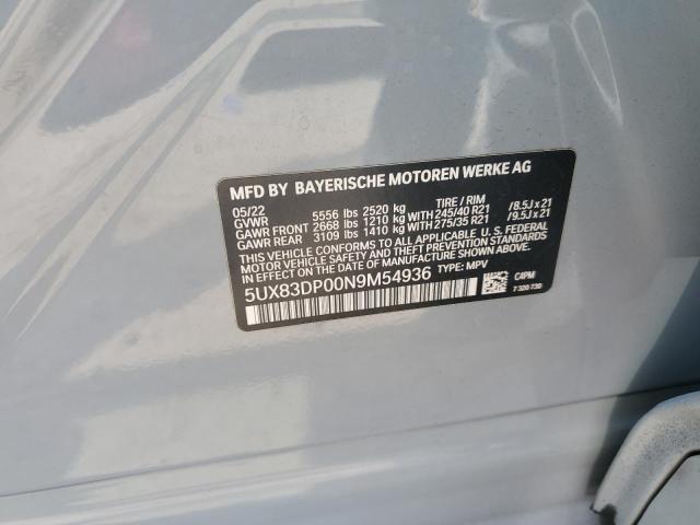 2022 BMW X3 M40I 5UX83DP00N9M54936