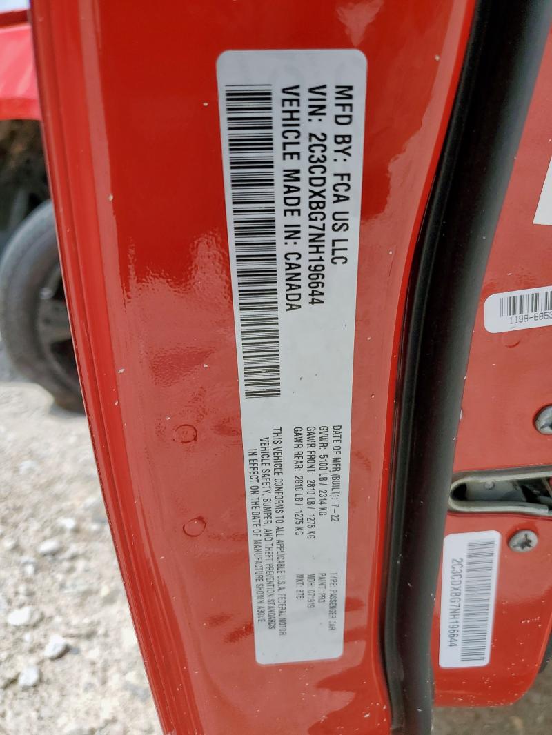 2022 DODGE CHARGER SXT 2C3CDXBG7NH196644