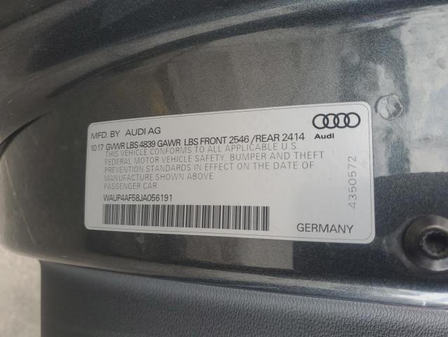 2018 AUDI S5 PREMIUM WAUP4AF58JA056191