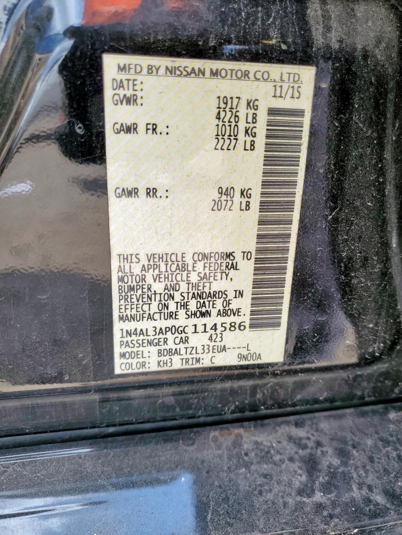 2016 NISSAN ALTIMA 2.5 1N4AL3AP0GC114586