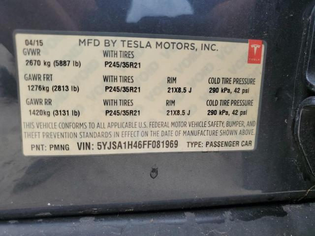 2015 TESLA MODEL S P8 5YJSA1H46FF081969